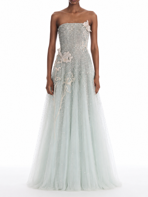 *VIRTUAL TRUNK SHOW* Oscar de la Renta Strapless Mixed All Over Beaded Gown