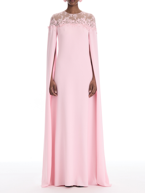 *VIRTUAL TRUNK SHOW* Oscar de la Renta Draped Sleeve Embroidered Lace Georgette Caftan