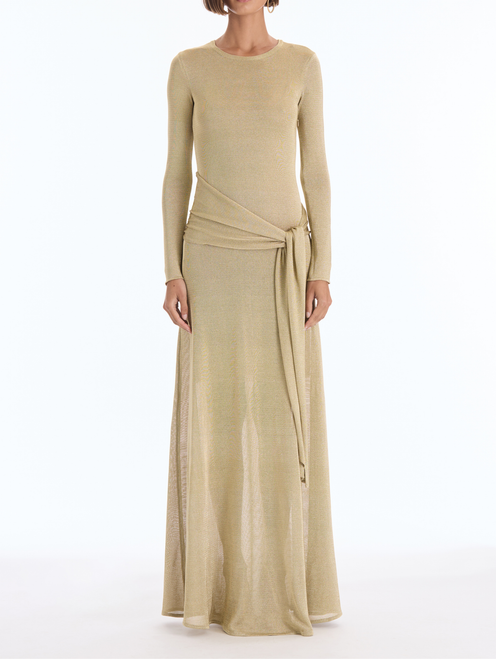 *VIRTUAL TRUNK SHOW* Oscar de la Renta Long Sleeve Metallic Slinky Knit Dress