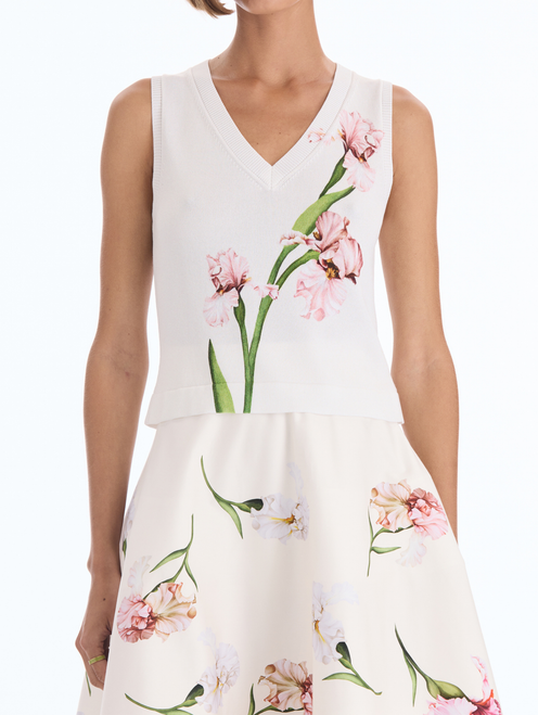 *VIRTUAL TRUNK SHOW* Oscar de la Renta Painted Iris Printed V Neck Tank