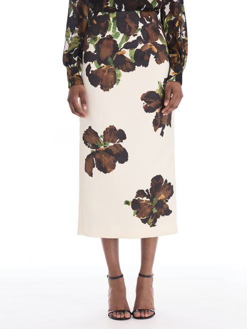 *VIRTUAL TRUNK SHOW* Oscar de la Renta Watercolor Iris Satin Pencil Skirt