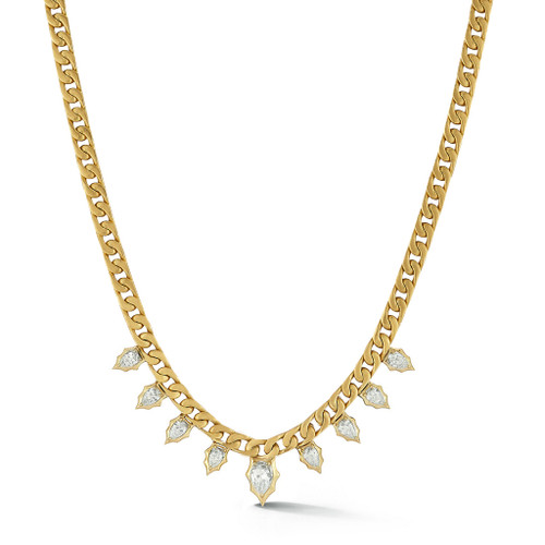 Jade Trau 18K Yellow Gold Hanging Envoy Curb Necklace, 18"