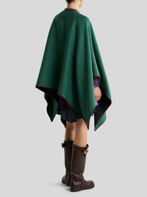 Etro Reversible Wool Cape in Green