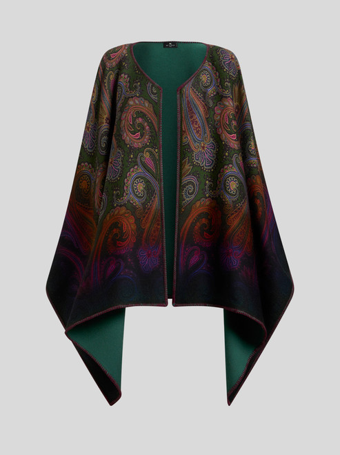 Etro Reversible Wool Cape in Green