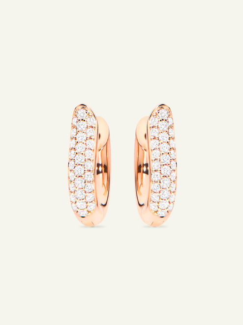 Tamara Comolli 18K Rose Gold Signature Hoop Earrings with Diamond Pavé