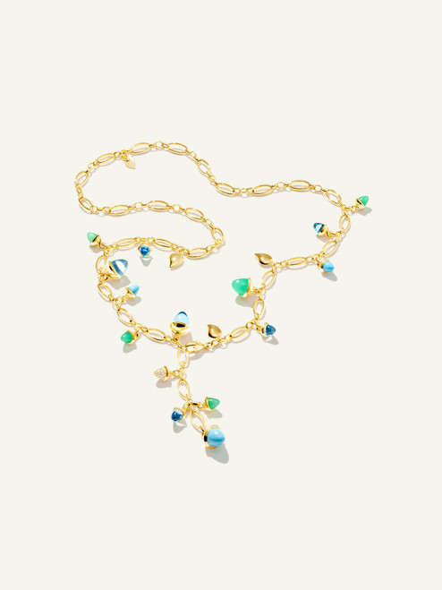 Tamara Comolli 18K Yellow Gold Mikado Lagoon and Diamond Pave Necklace