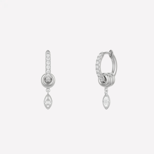 Spinelli Kilcollin Zahra Marquise Silver White Diamond Pavé Earrings