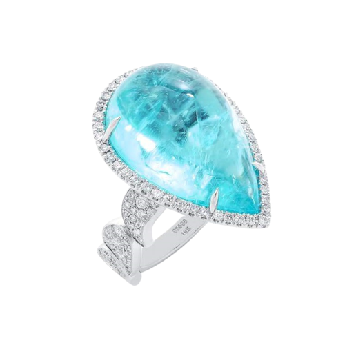 COOMI 18K White Gold Trinity Paraiba and Diamond Ring