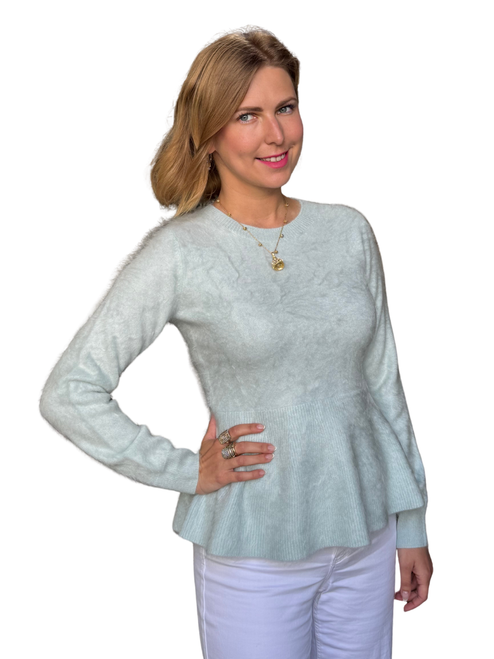 Iris Von Arnim Kaylin Brushed Cashmere Sweater in Glacier