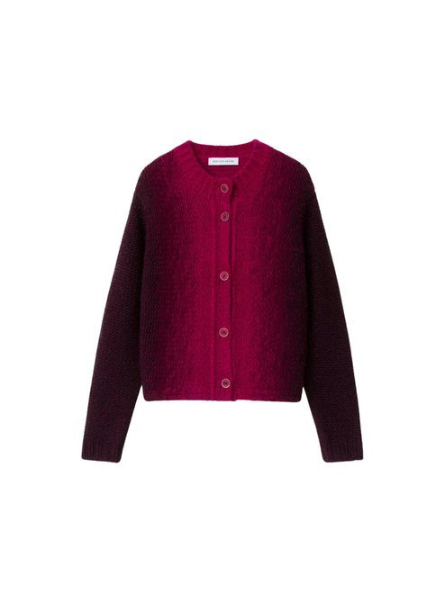 *COMING SOON* Iris Von Arnim Jubilea Button Degradé Cashmere-Silk Cardigan in Burgundy/Ruby