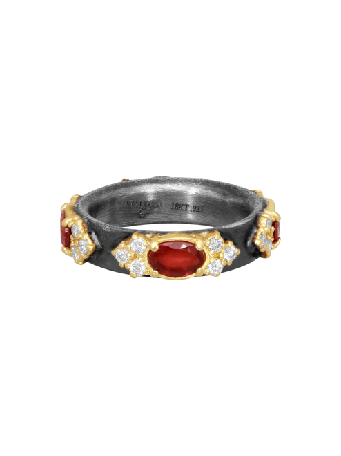 Armenta Oval Garnet and Diamond Stack Band Ring