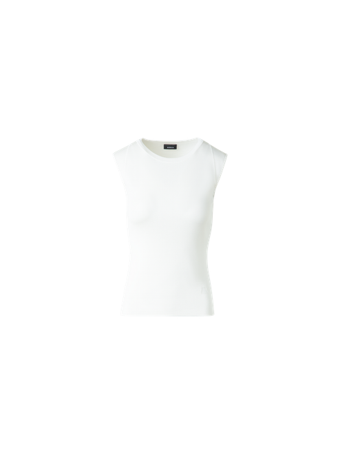 Akris Sleeveless Stretch-Silk Knit Top in Ecru