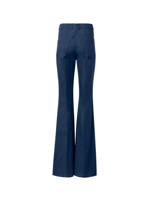 Akris Farid Bootcut Cotton Denim Stretch Pants in Navy 