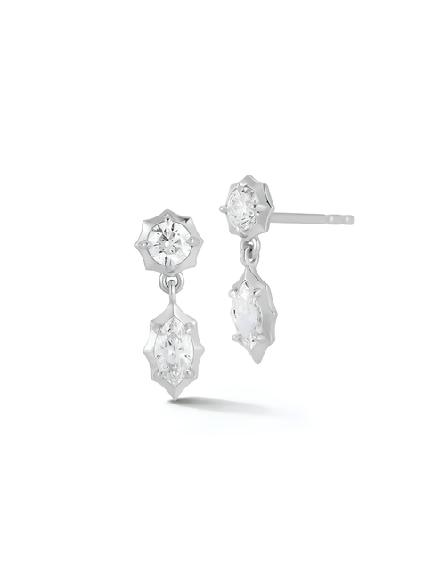 Jade Trau Platinum Maverick Two Stone Drop Earrings