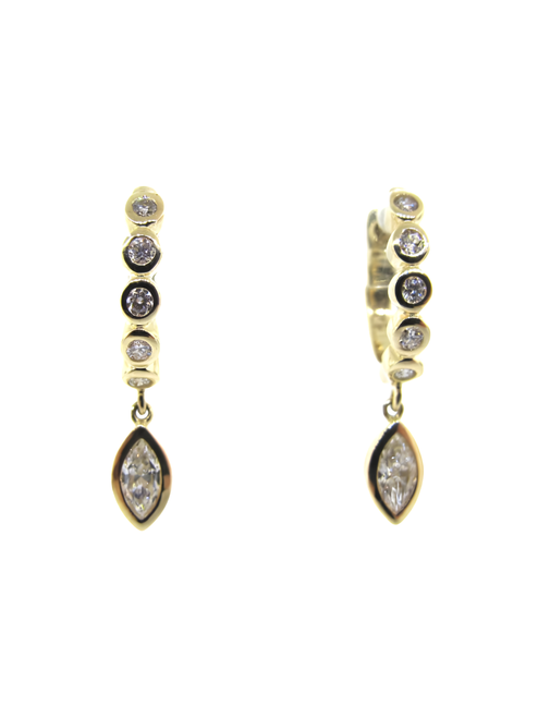 Loree Rodkin Small Round Hoop Earrings with Marquise Shaped Drops