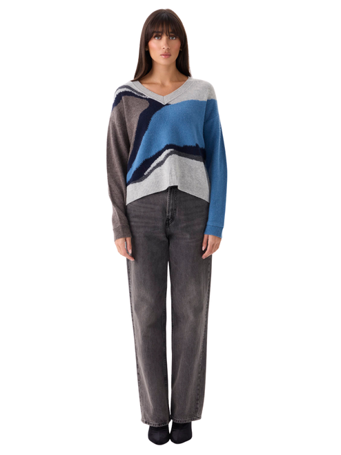 Mia Fratino Rhea Vee V-neck in Blue Mix Silver