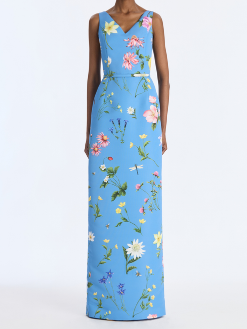 *VIRTUAL TRUNK SHOW* Oscar de la Renta Sleeveless Alpine Meadow Allover Faille Gown