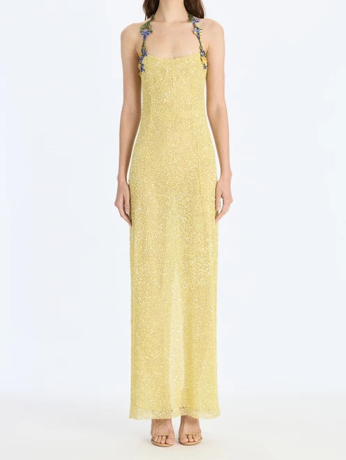 *VIRTUAL TRUNK SHOW* Oscar de la Renta Halter Neck Embroidered Gown