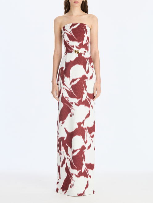 *VIRTUAL TRUNK SHOW* Oscar de la Renta Strapless Chine Calla Lillies Cloque Gown
