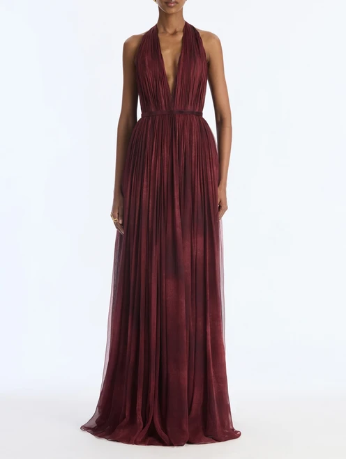 *VIRTUAL TRUNK SHOW* Oscar de la Renta Halter Neck Textured Chiffon Gown