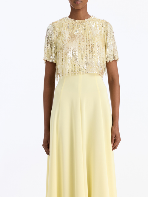 *VIRTUAL TRUNK SHOW* Oscar de la Renta Short Sleeve Embroidered Georgette Caftan