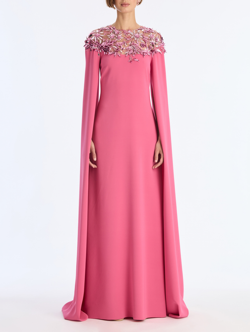 *VIRTUAL TRUNK SHOW* Oscar de la Renta Draped Sleeve Embroidered Georgette Caftan