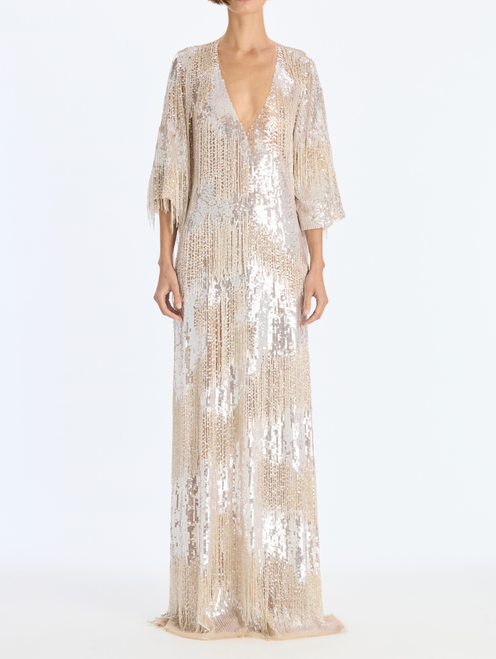 *VIRTUAL TRUNK SHOW* Oscar de la Renta Midi Sleeve Sequin Fringe Caftan