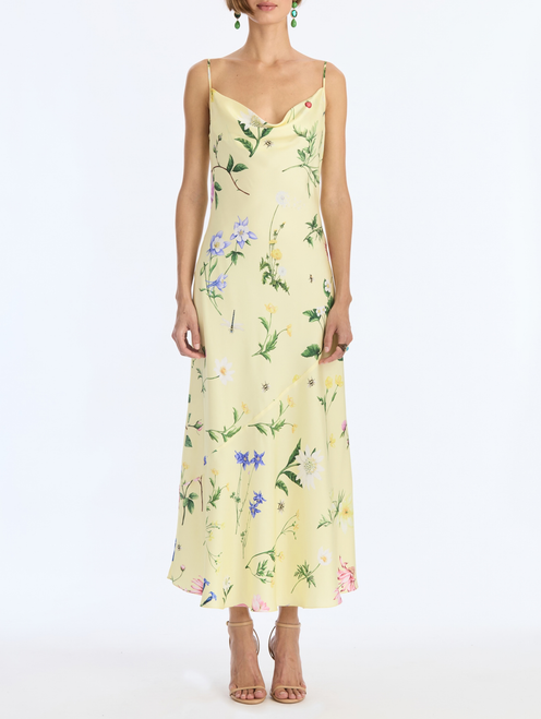 *VIRTUAL TRUNK SHOW* Oscar de la Renta Sleeveless Alpine Meadow Allover Silk Twill Dress