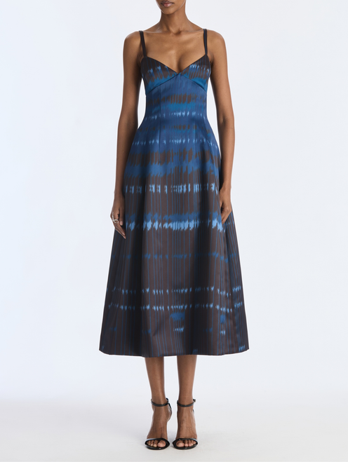 *VIRTUAL TRUNK SHOW* Oscar de la Renta Sleeveless Abstract Houndstooth Satin Day Dress