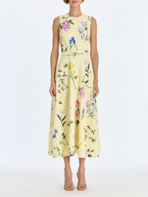*VIRTUAL TRUNK SHOW* Oscar de la Renta Sleeveless Alpine Meadow Allover Wool Day Dress