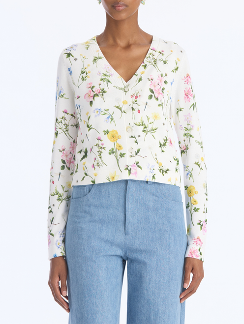 *VIRTUAL TRUNK SHOW* Oscar de la Renta Alpine Meadow Printed V Neck Cardigan