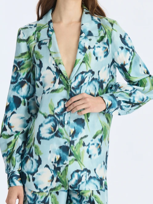 *VIRTUAL TRUNK SHOW* Oscar de la Renta Long Sleeve Calla Lillies Silk Twill Blouse