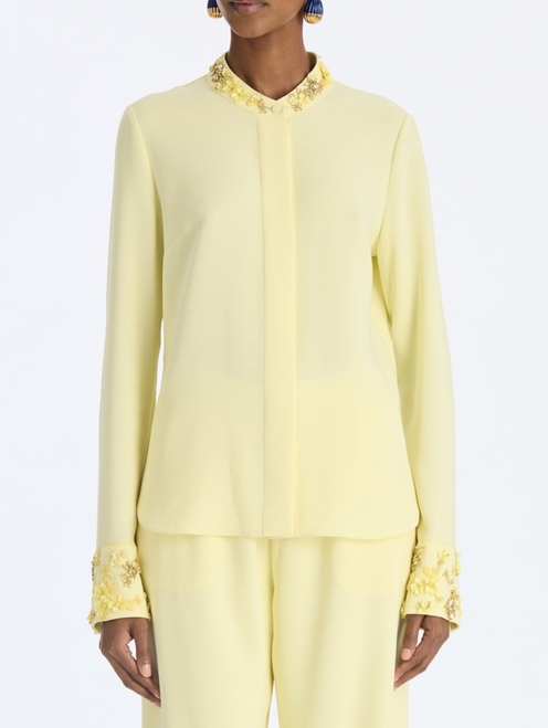 *VIRTUAL TRUNK SHOW* Oscar de la Renta Long Sleeve Embroidered Georgette Blouse