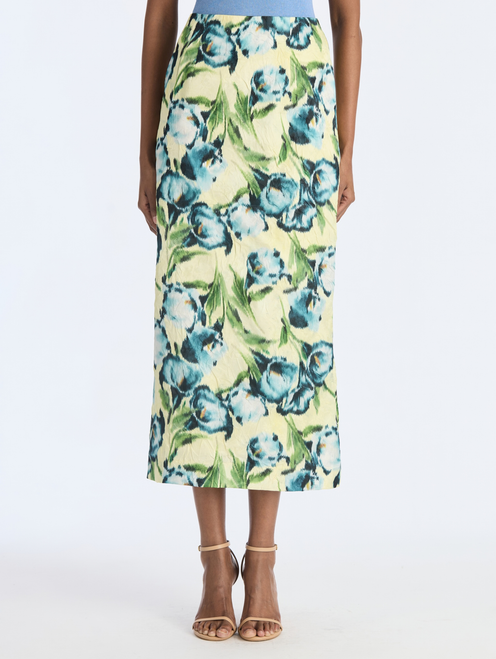 *VIRTUAL TRUNK SHOW* Oscar de la Renta Calla Lillies Crush Satin Pencil Skirt
