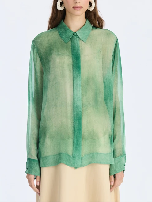 *VIRTUAL TRUNK SHOW* Oscar de la Renta Long Sleeve Textured Chiffon Blouse