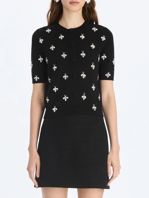 *VIRTUAL TRUNK SHOW* Oscar de la Renta Crystal Bee Embroidered Twin Set Cardigan
