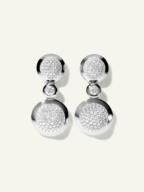 Tamara Comolli 18K White Gold Bouton 2 Cabochons Earrings with Diamond Pavé and White Diamonds