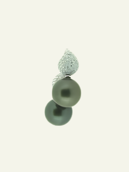 Tamara Comolli 18K White Gold Tahitian Pearls on Diamond Pavé Drop Earrings