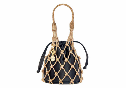 Judith Leiber Couture Sparkle Net Pouch in Gold Black
