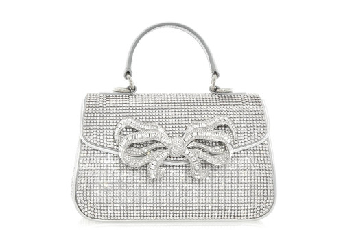 Judith Leiber Couture Crystal Bow Top Handle in Silver