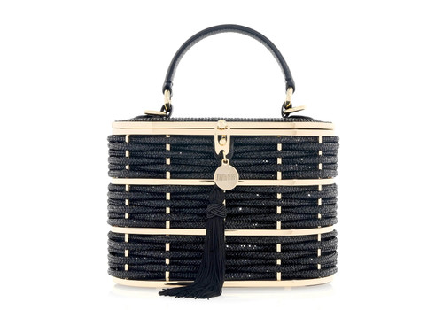 Judith Leiber Couture Willow Crystal Woven Top Handle in Black