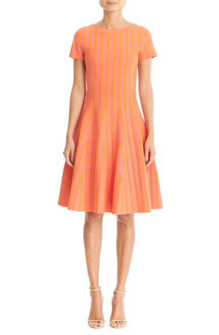 Carolina Herrera Pleated Short-Sleeve Dress, Size Medium