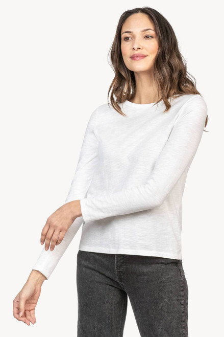 Lilla | P Long Sleeve Crew Neck with Back Seam in White, Size X-Large