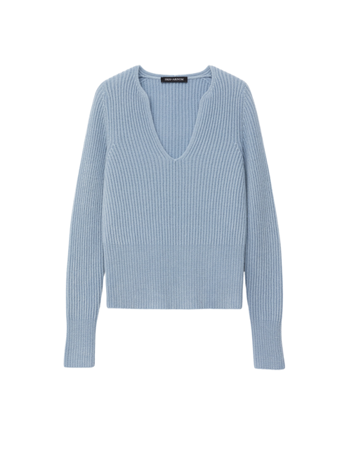 Iris Von Arnim Esmeralda Slim Fitted Cashmere Sweater in Fog, Size Medium