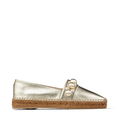 Jimmy Choo Dru Embellished Leather Espadrilles in Metallic Gold
