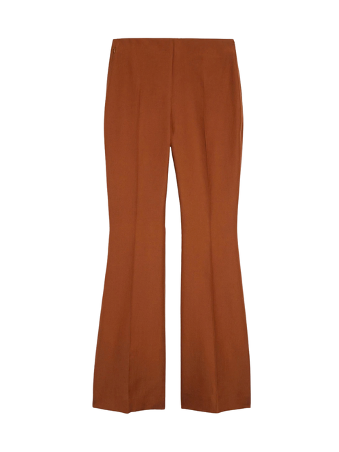 Akris Faralda High Waist Double Face Bootcut Pants in Light Chestnut 