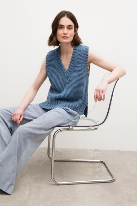 Iris Von Arnim Anka Cashmere Vest in Dove, Size Medium