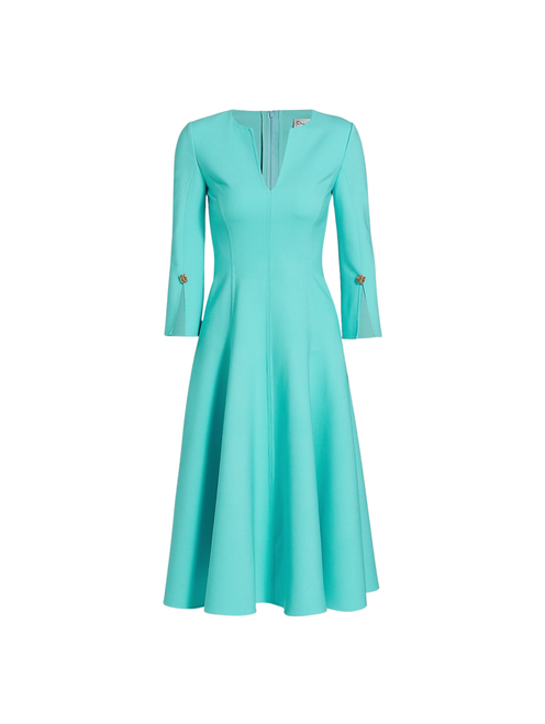 Oscar de la Renta A-Line Dress in Cyan