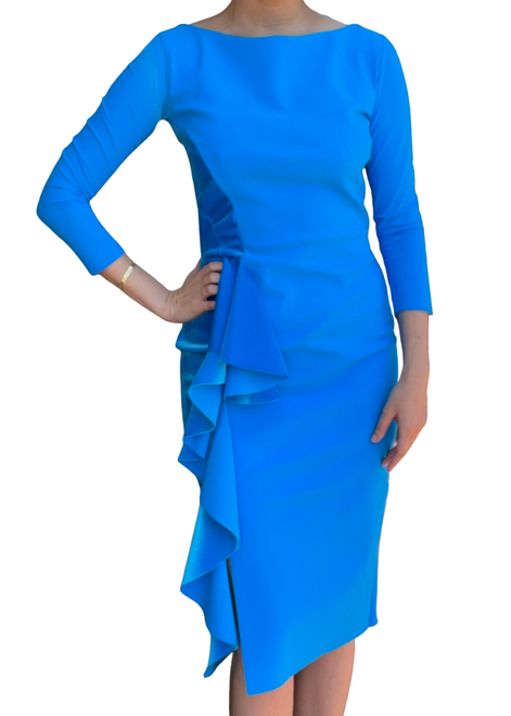 Chiara Boni La Petite Robe Femke Velvet Dress in Catalina Blue, Size 40