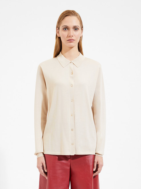 Max Mara Vinci Wool Knit Button-Up Cardigan in Albino, Size X-Small